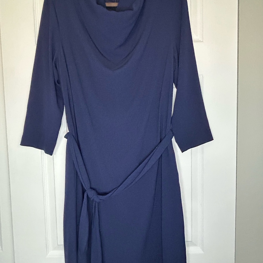 H&M Blue Cowl Neck Sheath Dress 3/4 Sleeves